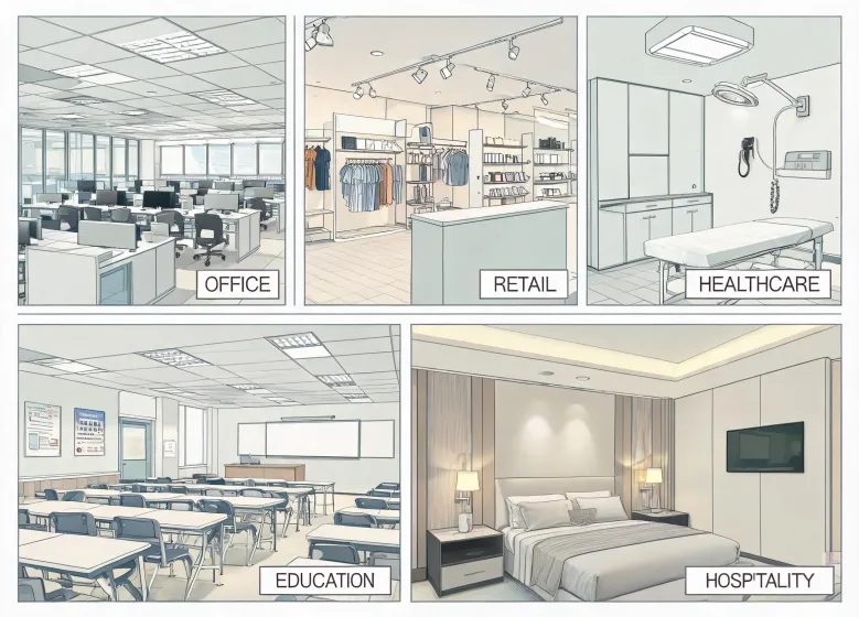 Architectural lighting application collage